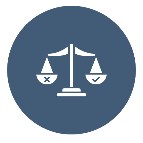 Account Based Marketing as an equal scale with one side marked with an 'x' and the other a checkmark.